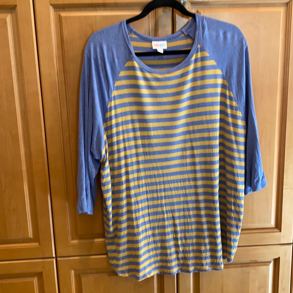 3XL LuLaRoe Randy purple & yellow striped